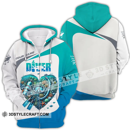 Unisex Shirt - Custom Text Shirt Heart Of Diver style option 4