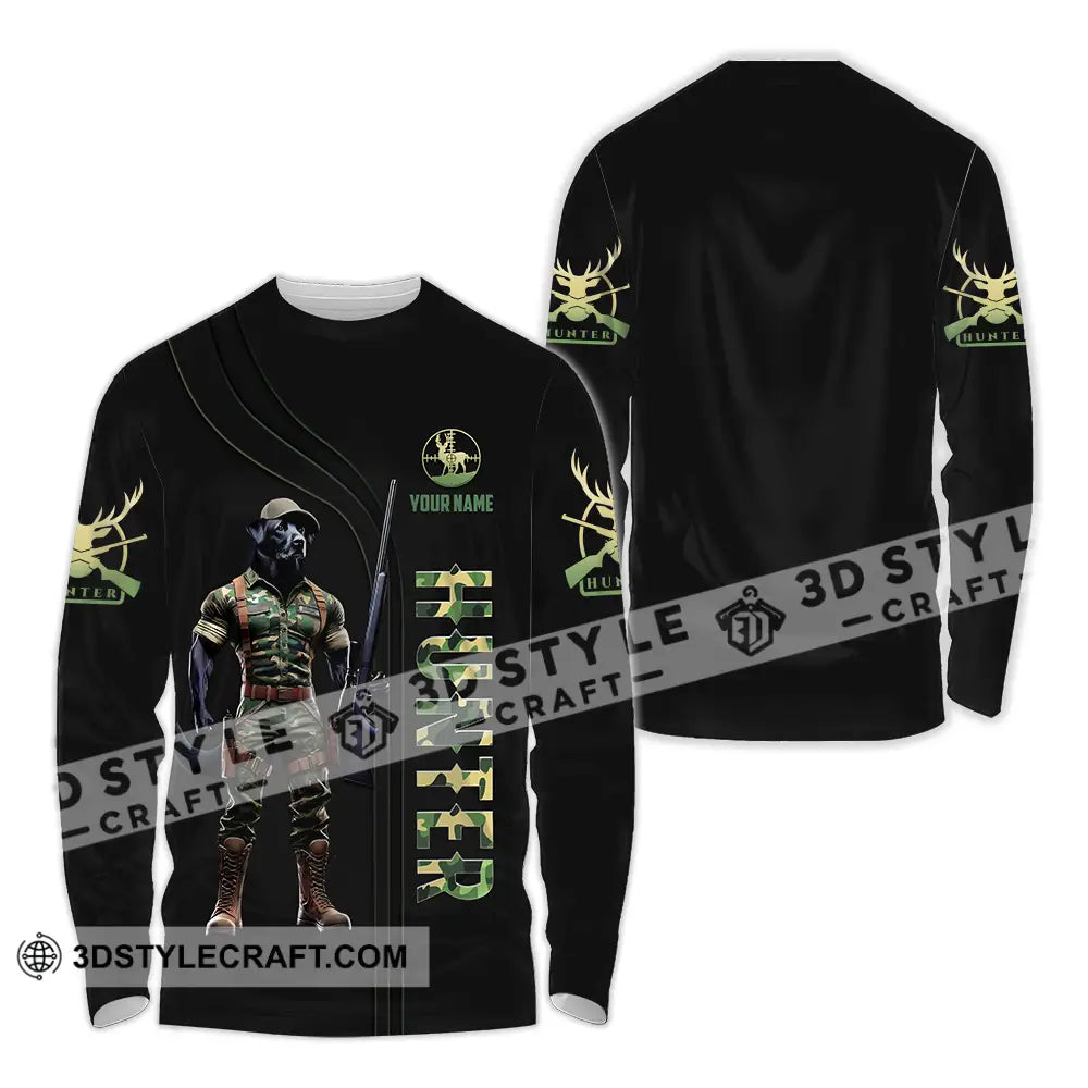 Unisex Shirt - Custom Text Hunter Long Sleeve / S T-Shirt