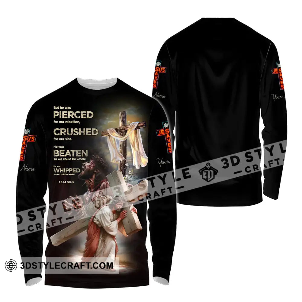 Unisex Shirt - Custom Text Jesus Saves Long Sleeve / S T-Shirt