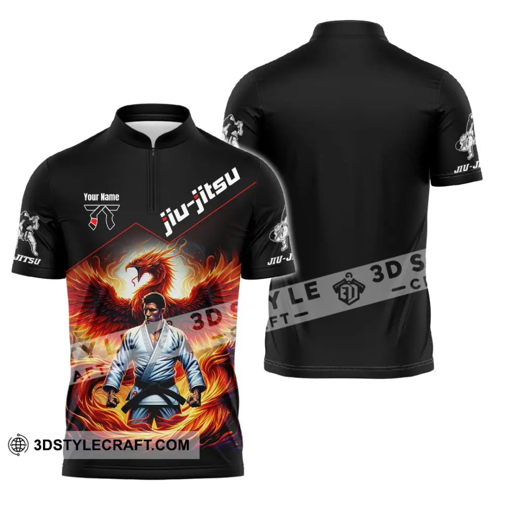 Unisex Shirt - Custom Text Shirt Jiu Jitsu Shirt Zipper Polo Shirt / S T-shirt