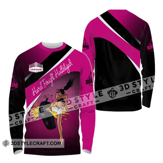 Unisex Shirt - Custom Text Shirt Kick Boxing, Hard Fought Hallelujah Shirt style option 4