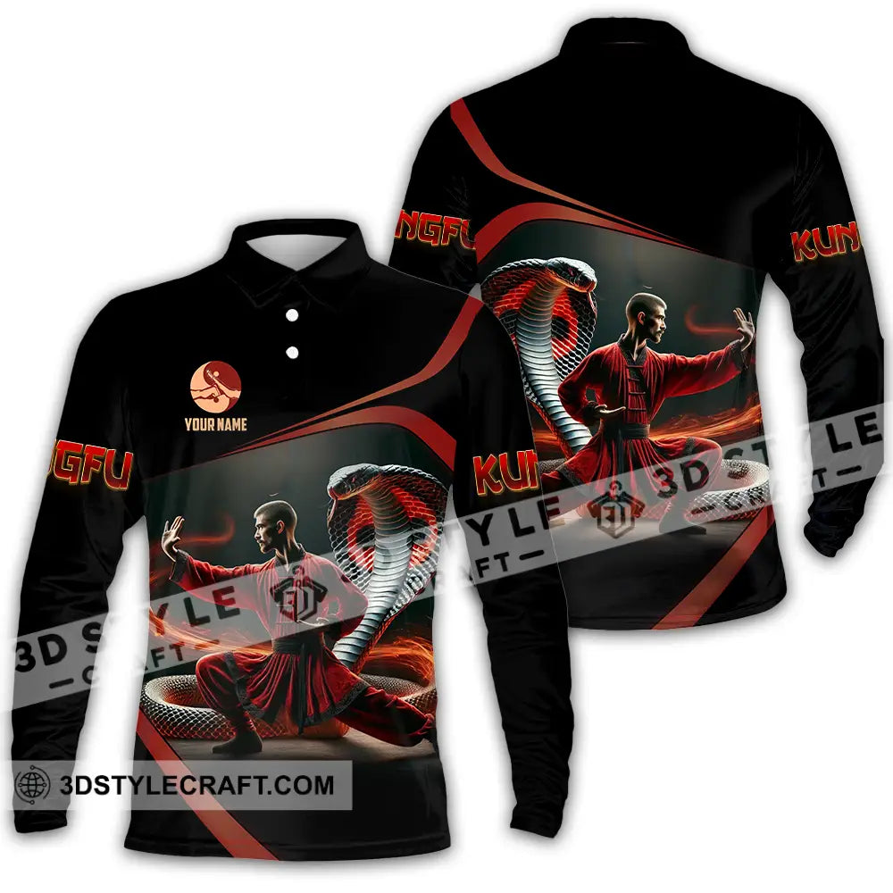 Unisex Shirt - Custom Text Kungfu Long Sleeve Polo / S T-Shirt