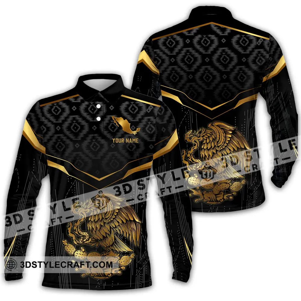 Unisex Shirt - Custom Text Shirt Mexico Fire Graphic Classic Shirt Long Sleeve Polo / S T-shirt