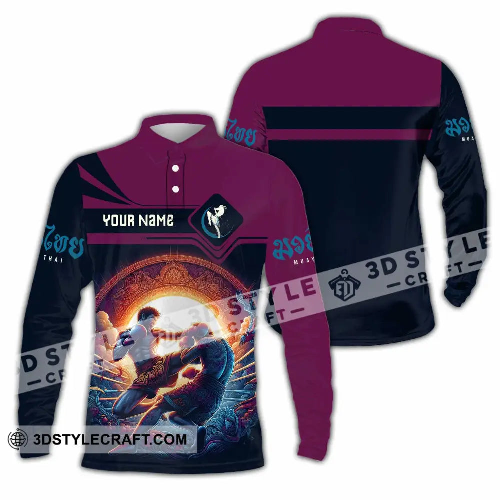 Unisex Shirt - Custom Text Shirt Muay Thai Shirt Long Sleeve Polo / S T-shirt