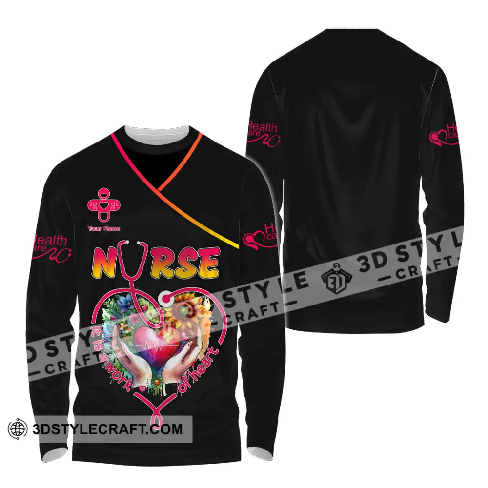Unisex Shirt - Custom Text Nurse Shirt Long Sleeve Shirt / S T-shirt