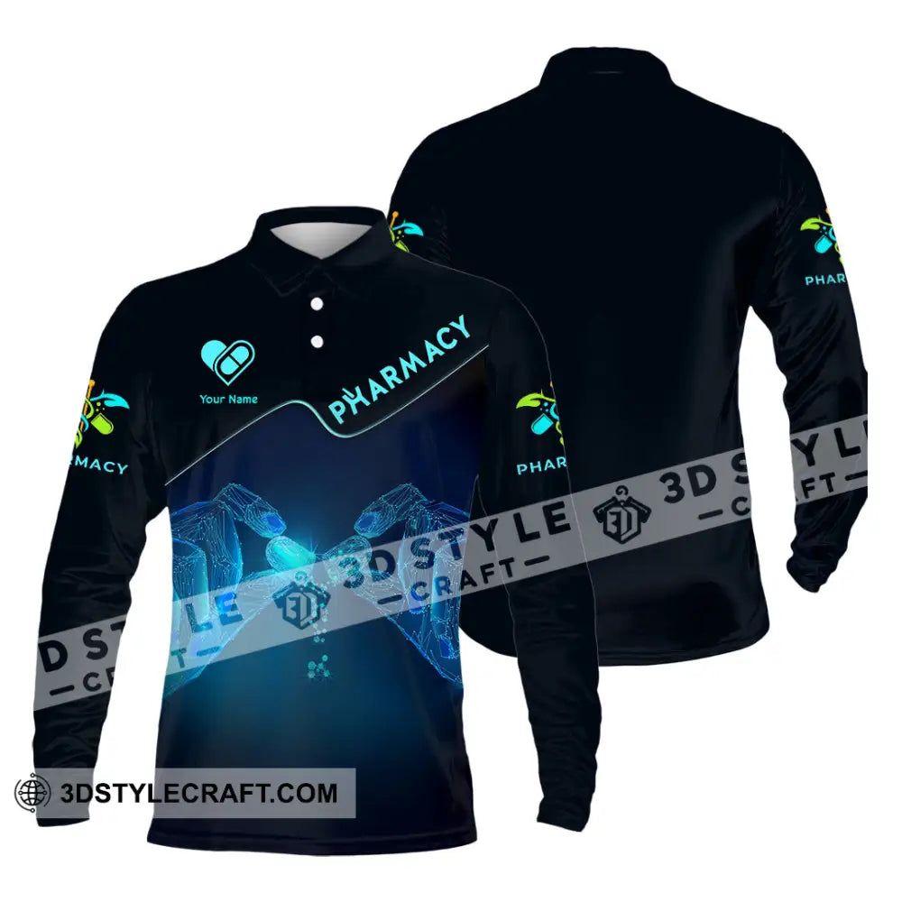 Unisex Shirt - Custom Text Shirt Pharmacy Long Sleeve Polo / S T-shirt