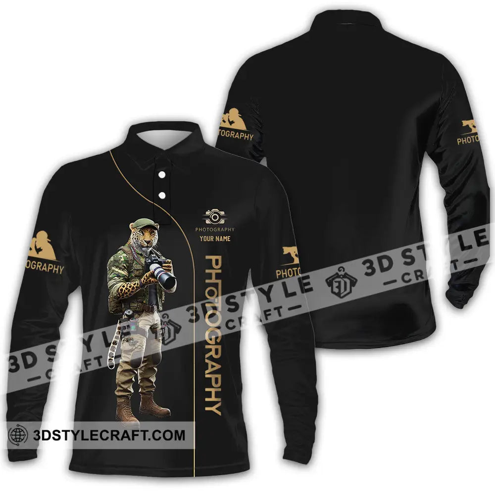 Unisex Shirt - Custom Text Photographer Long Sleeve Polo / S T-Shirt