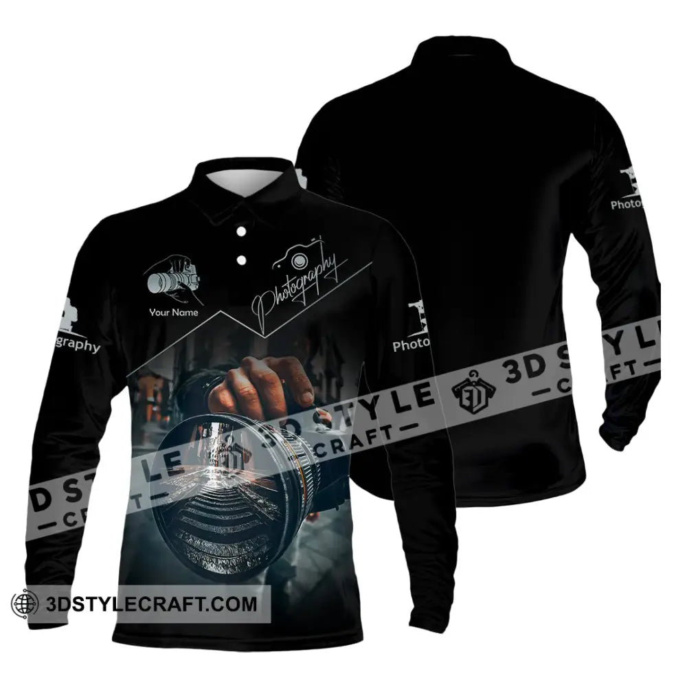 Unisex Shirt - Custom Text Shirt Photographer Shirt Long Sleeve Polo / S T-shirt