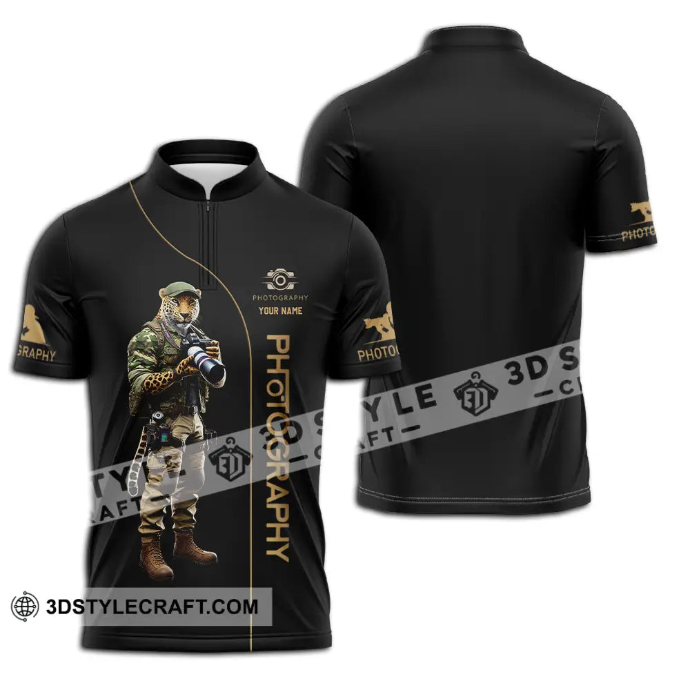 Unisex Shirt - Custom Text Photographer Zipper Polo / S T-Shirt