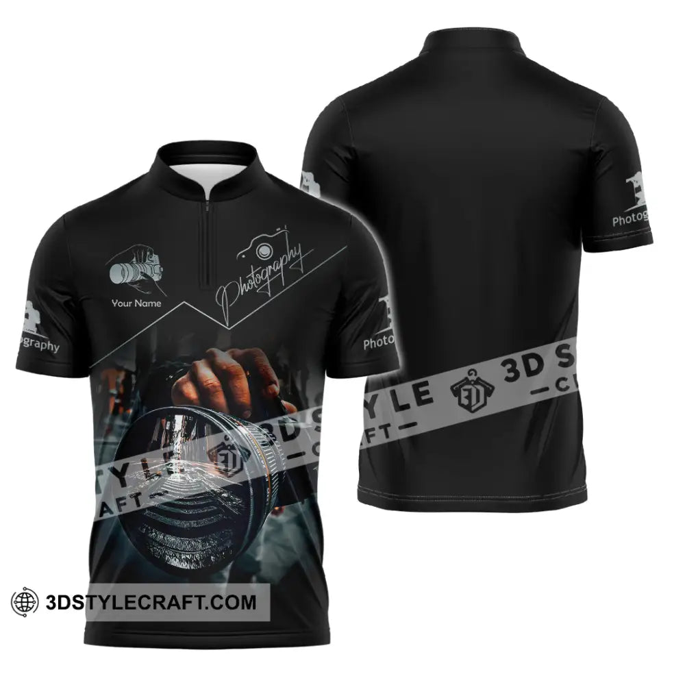 Unisex Shirt - Custom Text Shirt Photographer Shirt Zipper Polo Shirt / S T-shirt