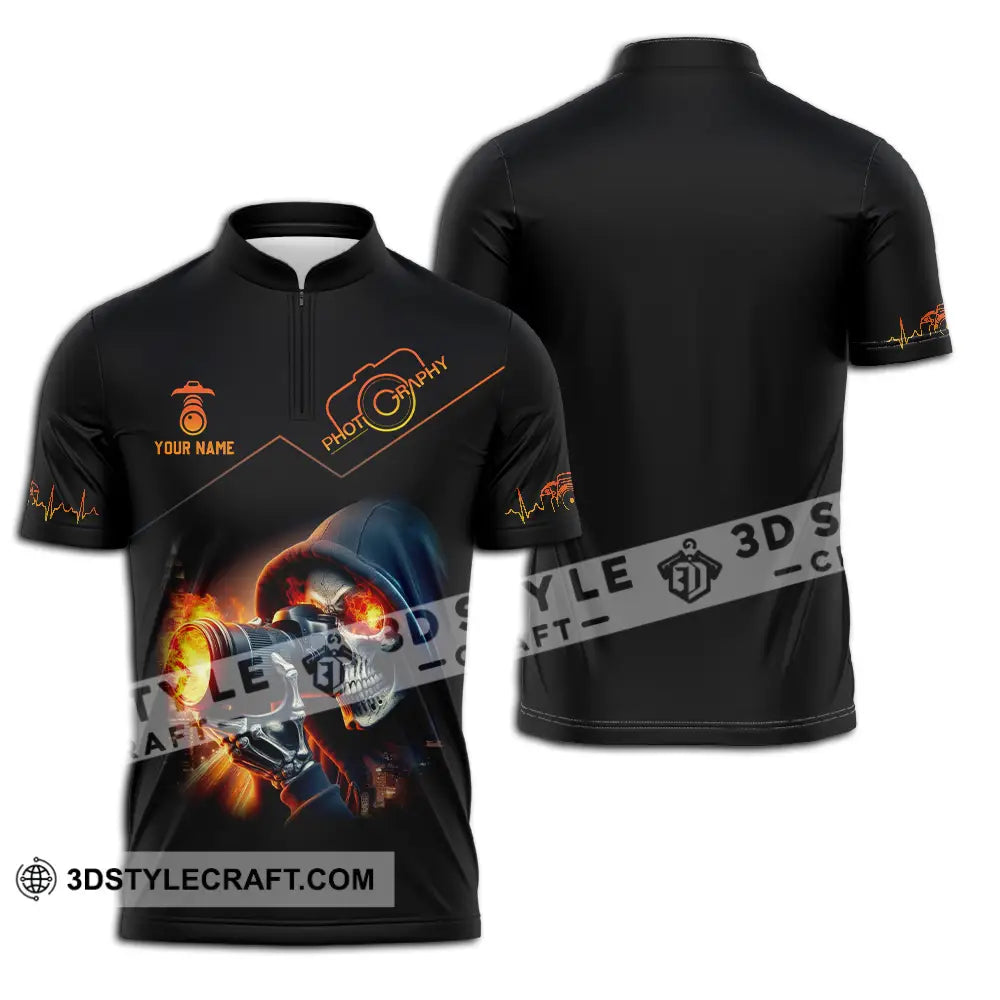 Unisex Shirt - Custom Text Shirt Photography Shirt Zipper Polo Shirt / S T-shirt