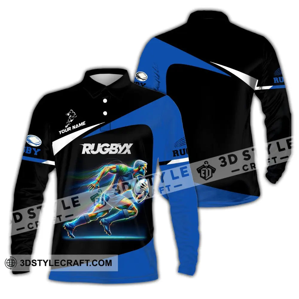 Unisex Shirt - Custom Text Rugby Long Sleeve Polo / S T-Shirt