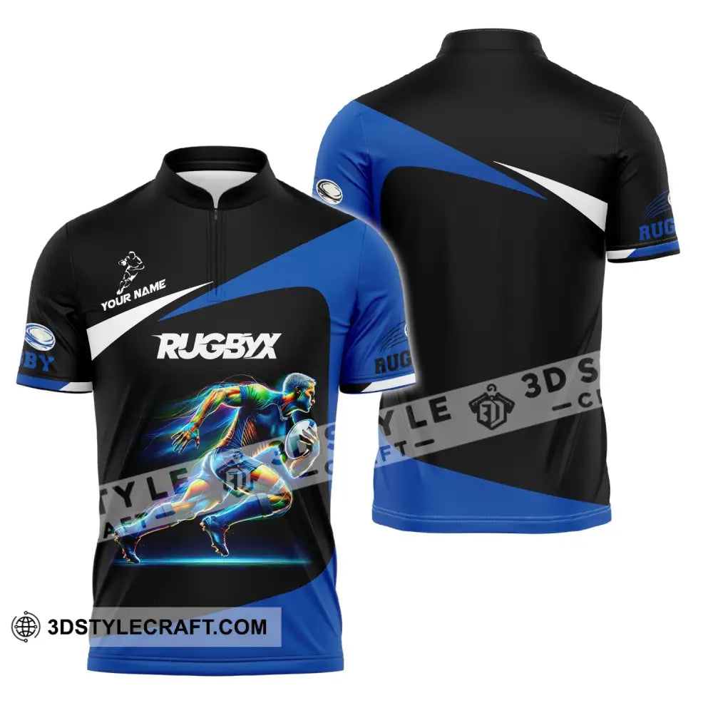 Unisex Shirt - Custom Text Rugby Zipper Polo / S T-Shirt