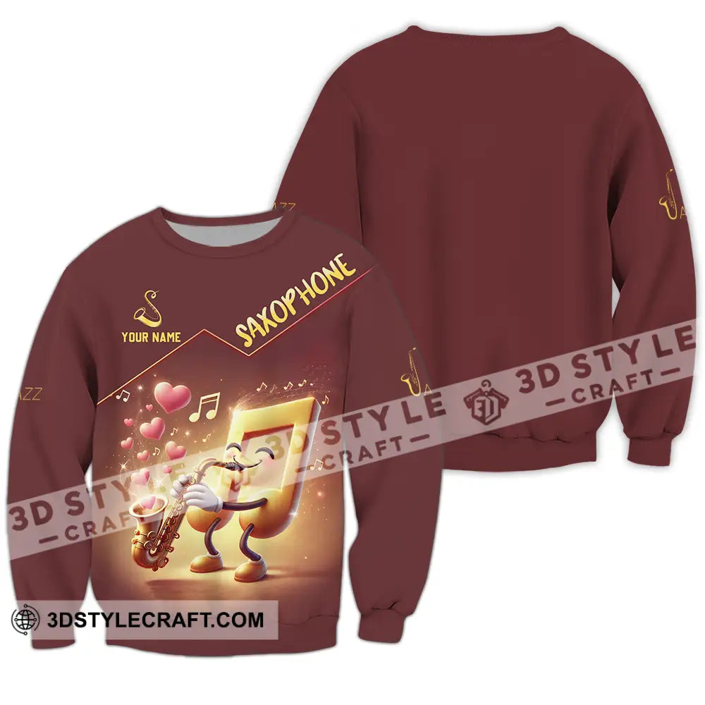 Unisex Shirt - Custom Text Saxophone Long Sleeve / S T-Shirt