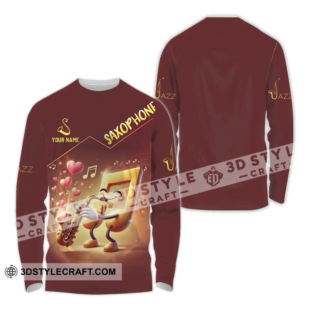 Unisex Shirt - Custom Text Saxophone Long Sleeve / S T-Shirt