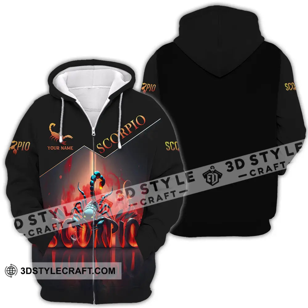 Unisex Shirt - Custom Text Scorpio Zipper Hoodie / S T-Shirt