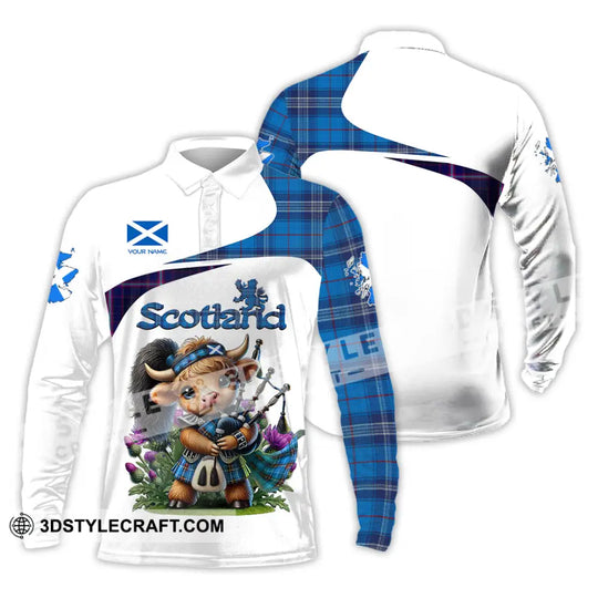 Unisex Shirt - Custom Text Shirt, Scotland, Highland Cow With Bagpipes Shirt style option 3