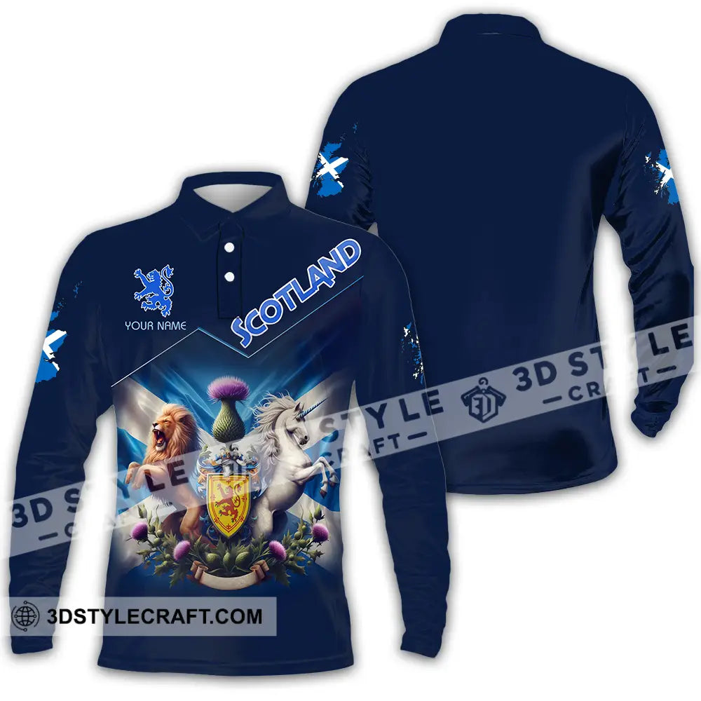 Unisex Shirt - Custom Text Shirt Scotland Shirt Long Sleeve Polo / S T-shirt