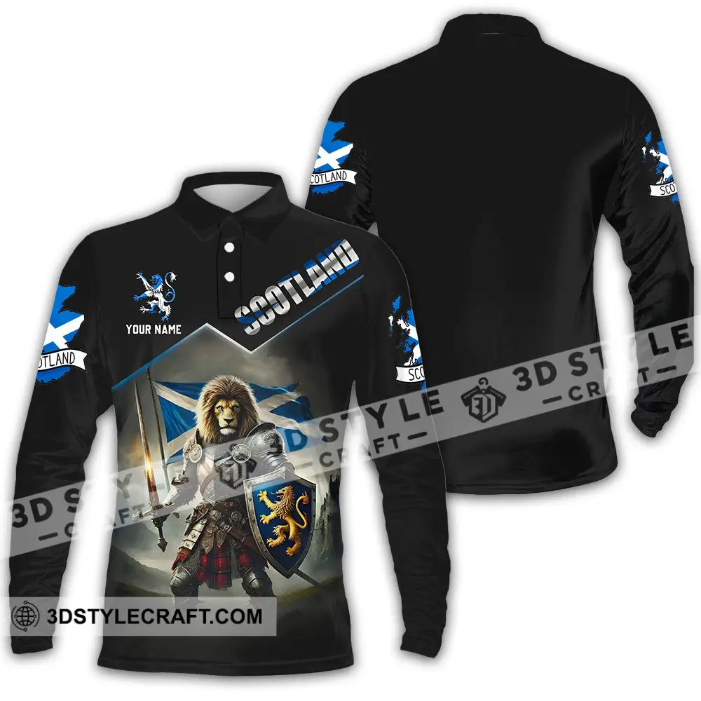 Unisex Shirt - Custom Text Scotland Long Sleeve Polo / S T-Shirt