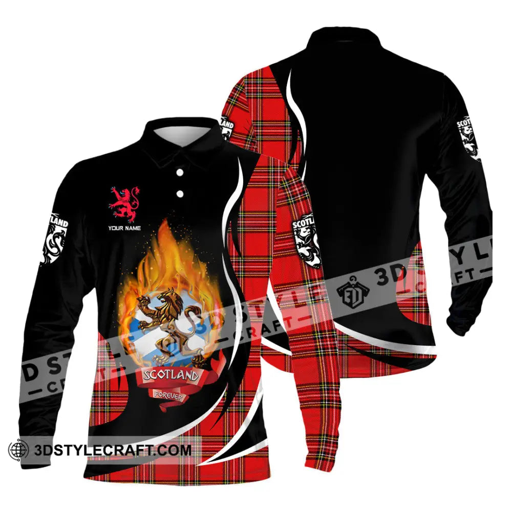 Unisex Shirt - Custom Text Shirt Scotland Shirt Long Sleeve Polo / S T-shirt