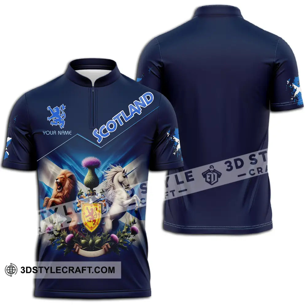 Unisex Shirt - Custom Text Shirt Scotland Shirt Zipper Polo Shirt / S T-shirt