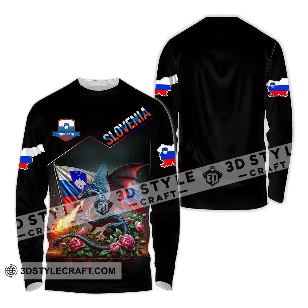 Unisex Shirt - Custom Text Slovenia Long Sleeve / S T-Shirt