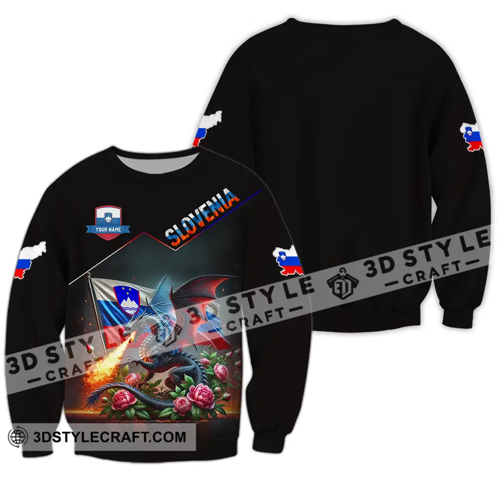 Unisex Shirt - Custom Text Slovenia Long Sleeve / S T-Shirt