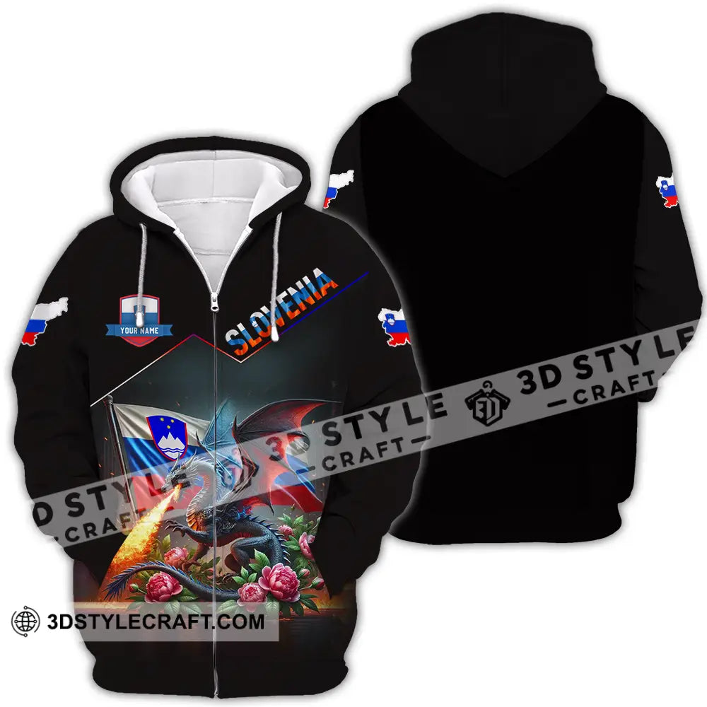 Unisex Shirt - Custom Text Slovenia Zipper Hoodie / S T-Shirt