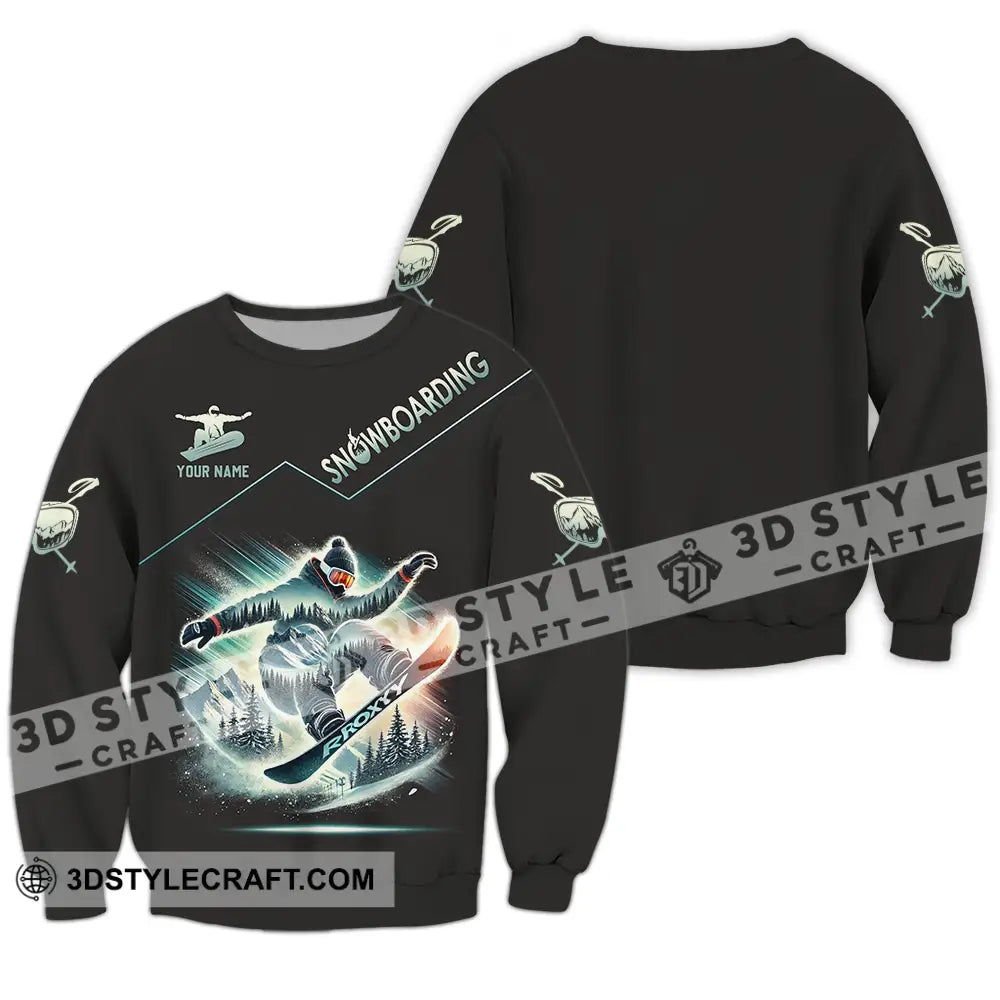 Unisex Shirt - Custom Text Snow Boarding Long Sleeve / S T-Shirt