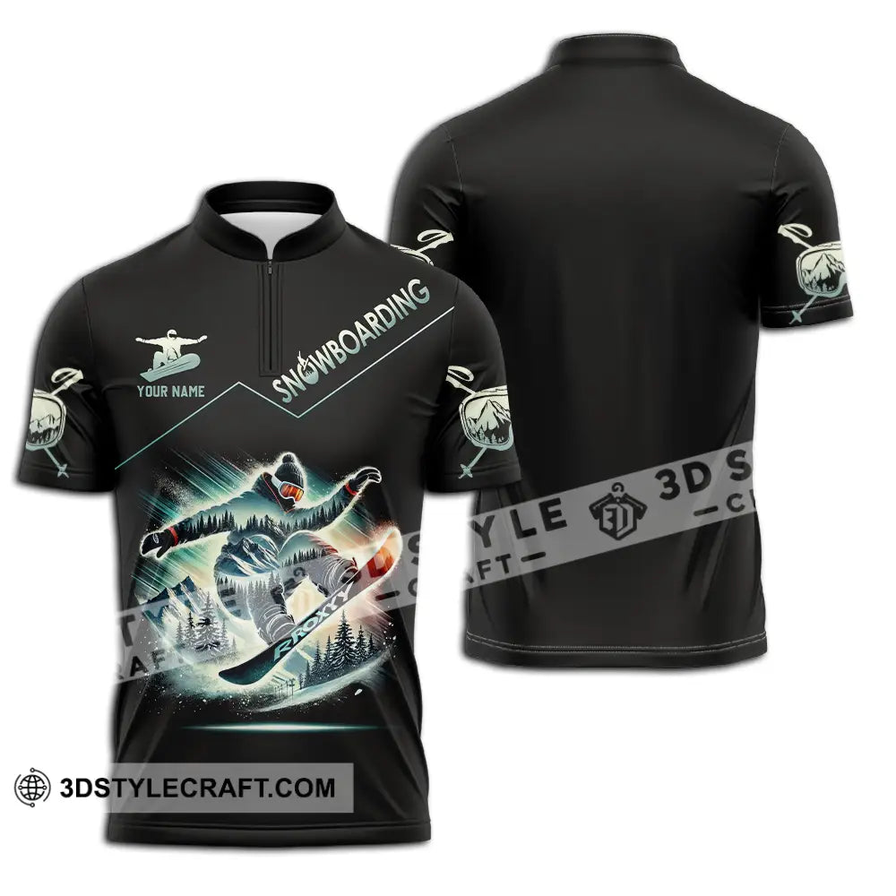Unisex Shirt - Custom Text Snow Boarding Zipper Polo / S T-Shirt