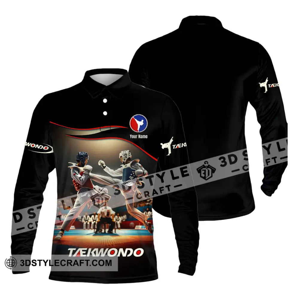 Unisex Shirt - Custom Text Shirt Taekwondo Shirt Long Sleeve Polo / S T-shirt