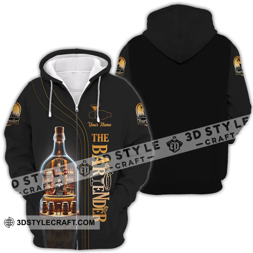 Unisex Shirt - Custom Text The Bartender Zipper Hoodie / S T-Shirt