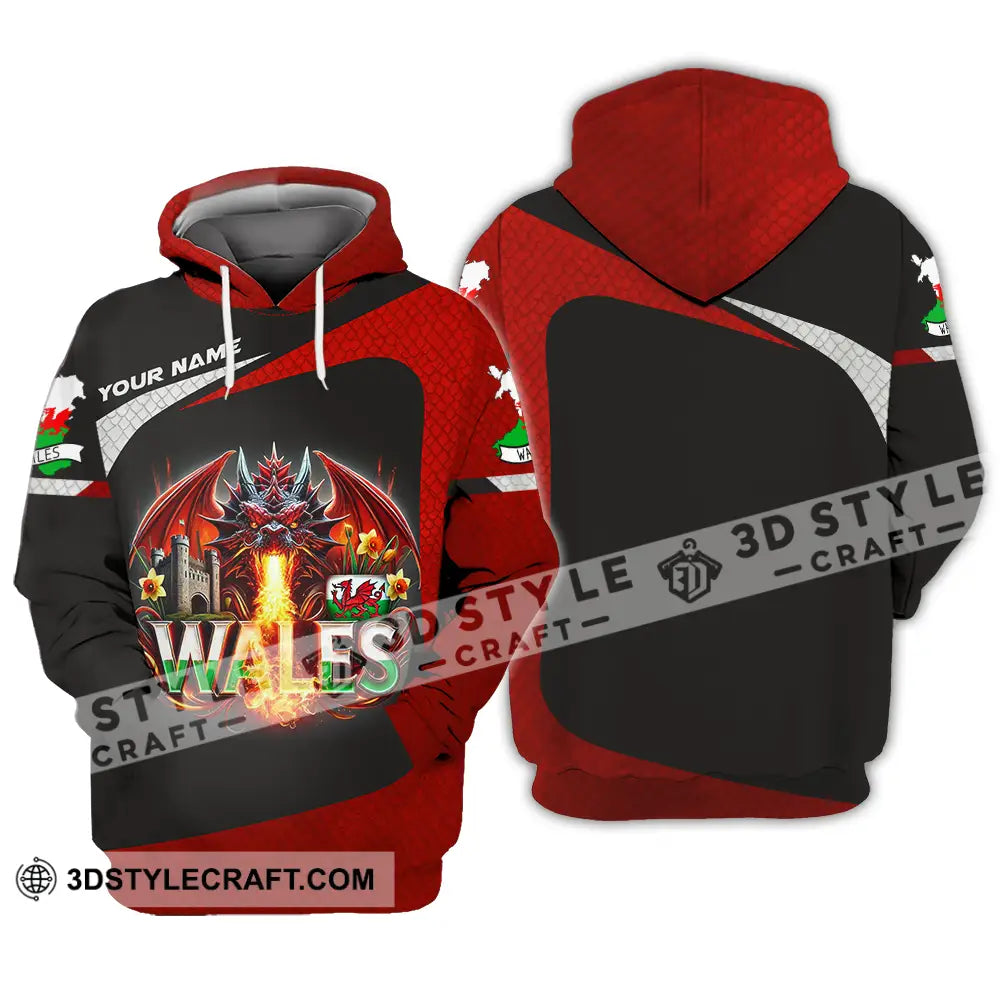 Unisex Shirt - Custom Text Wales Hoodie / S T-Shirt