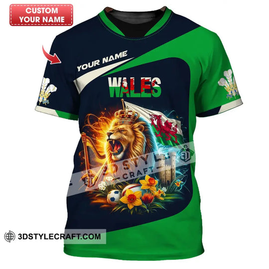 Unisex Shirt - Custom Text Shirt Wales Lion style option 1