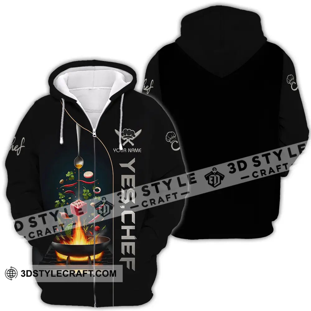 Unisex Shirt - Custom Text Shirt Yes Chef Shirt Zipper Hoodie / S T-shirt