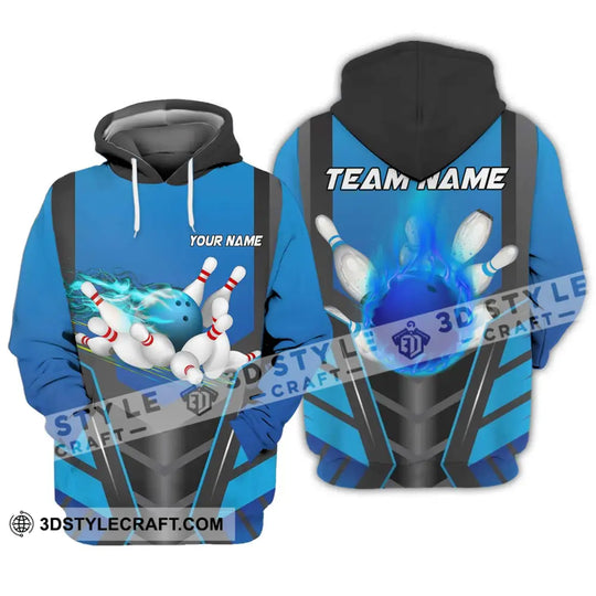 Unisex Shirt - Custom Texts Blue Fire Bowing Sport Shirt style option 3