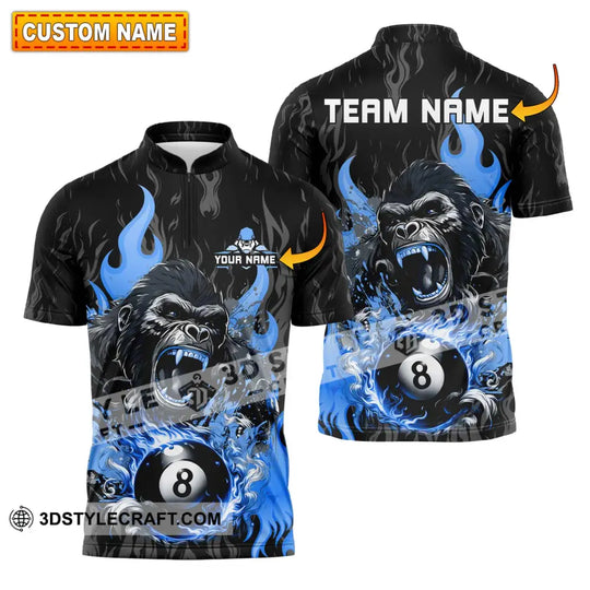 Unisex Shirt - Custom Texts Blue King Kong Billiard Player Sport Shirt style option 1