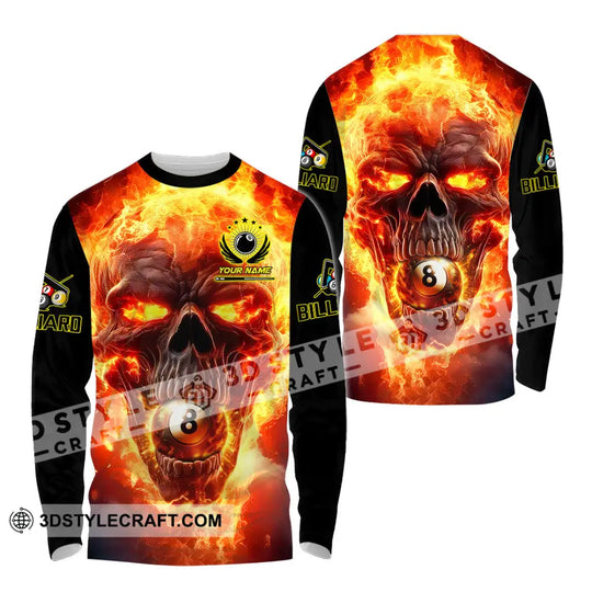 Unisex Shirt - Custom Texts Fire Skull Billiards No8 Sport Shirt style option 4