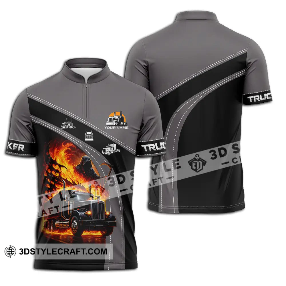 Unisex Shirt - Custom Trucker Keep On Trucking 3D Shirt Zipper Polo Shirt / S T-shirt