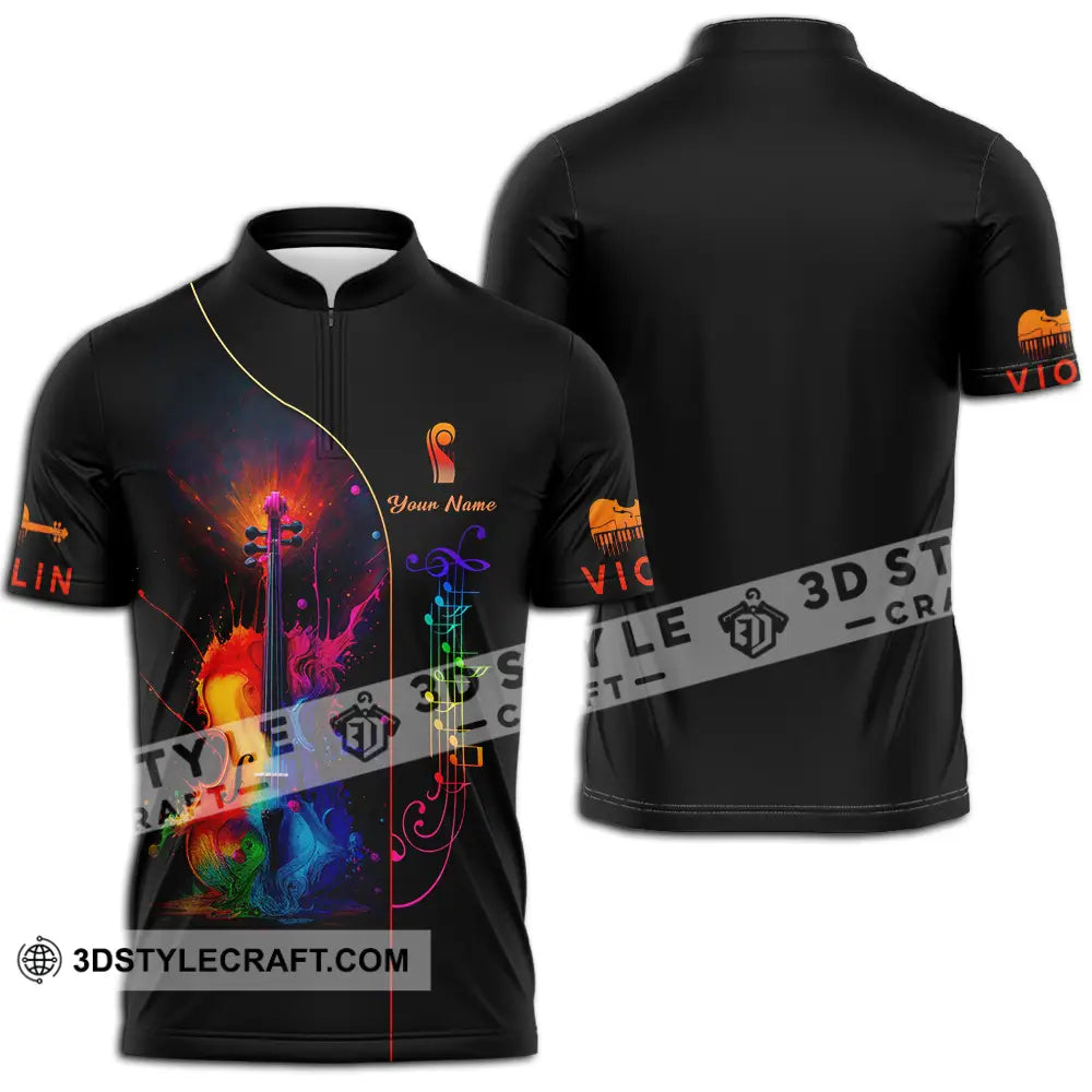 Unisex Shirt Custom Violin Lover Shirt Zipper Polo Shirt / S T shirt