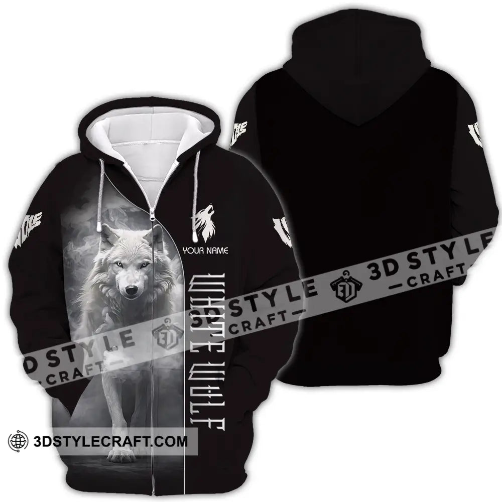 Unisex Shirt - Custom White Wolf 3D Shirt Zipper Hoodie / S T-shirt