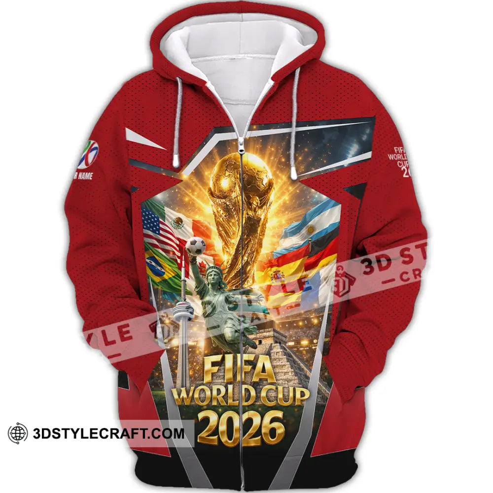 Unisex Shirt - Custom World Cup 2026 3D Shirt Zipper Hoodie / S T-shirt