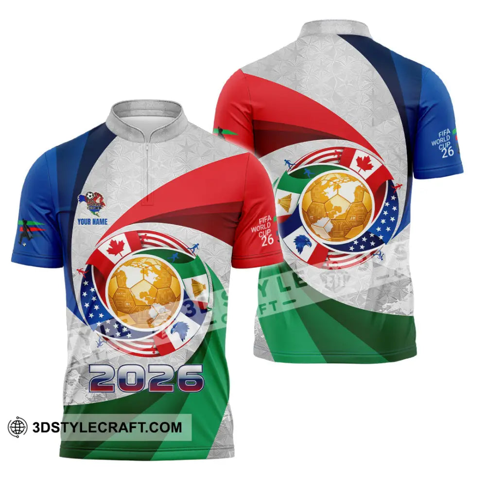 Unisex Shirt - Custom World Cup 2026 3D Shirt Zipper Polo Shirt / S T-shirt