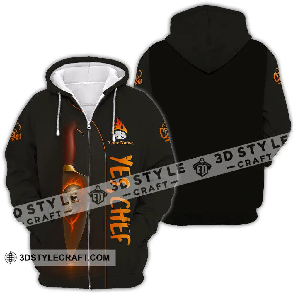 Unisex Shirt Custom Yes Chef Shirt Zipper Hoodie / S T shirt