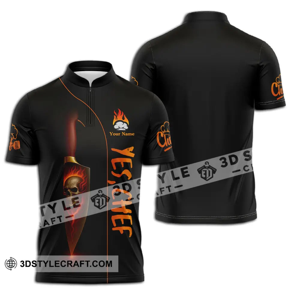 Unisex Shirt Custom Yes Chef Shirt Zipper Polo Shirt / S T shirt