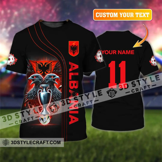 Unisex Shirt, Euro 2024 Shirt, Custom Name and Number Albania Football Shirt, Albania Football Polo Long Sleeve Shirt style option 1