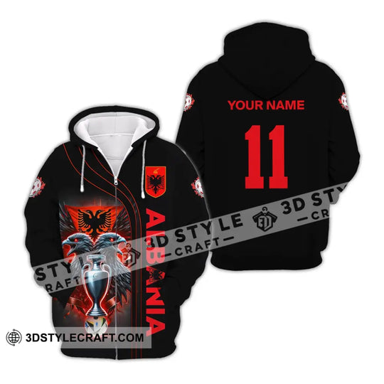 Unisex Shirt, Euro 2024 Shirt, Custom Name and Number Albania Football Shirt, Albania Football Polo Long Sleeve Shirt style option 4