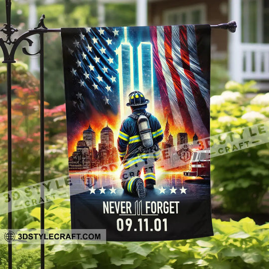 United States Flag, Fireman 911 Memorial - American Memorial Flag style option 2