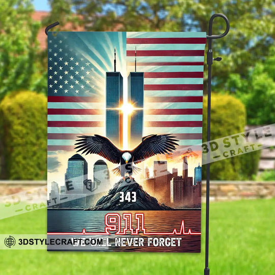 United States Flag, Fireman 911 Memorial - American Memorial Flag style option 2