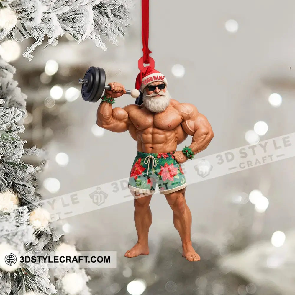 Weightlifting Santa Home Decor Christmas Ornament Personalized Ornament Ornament